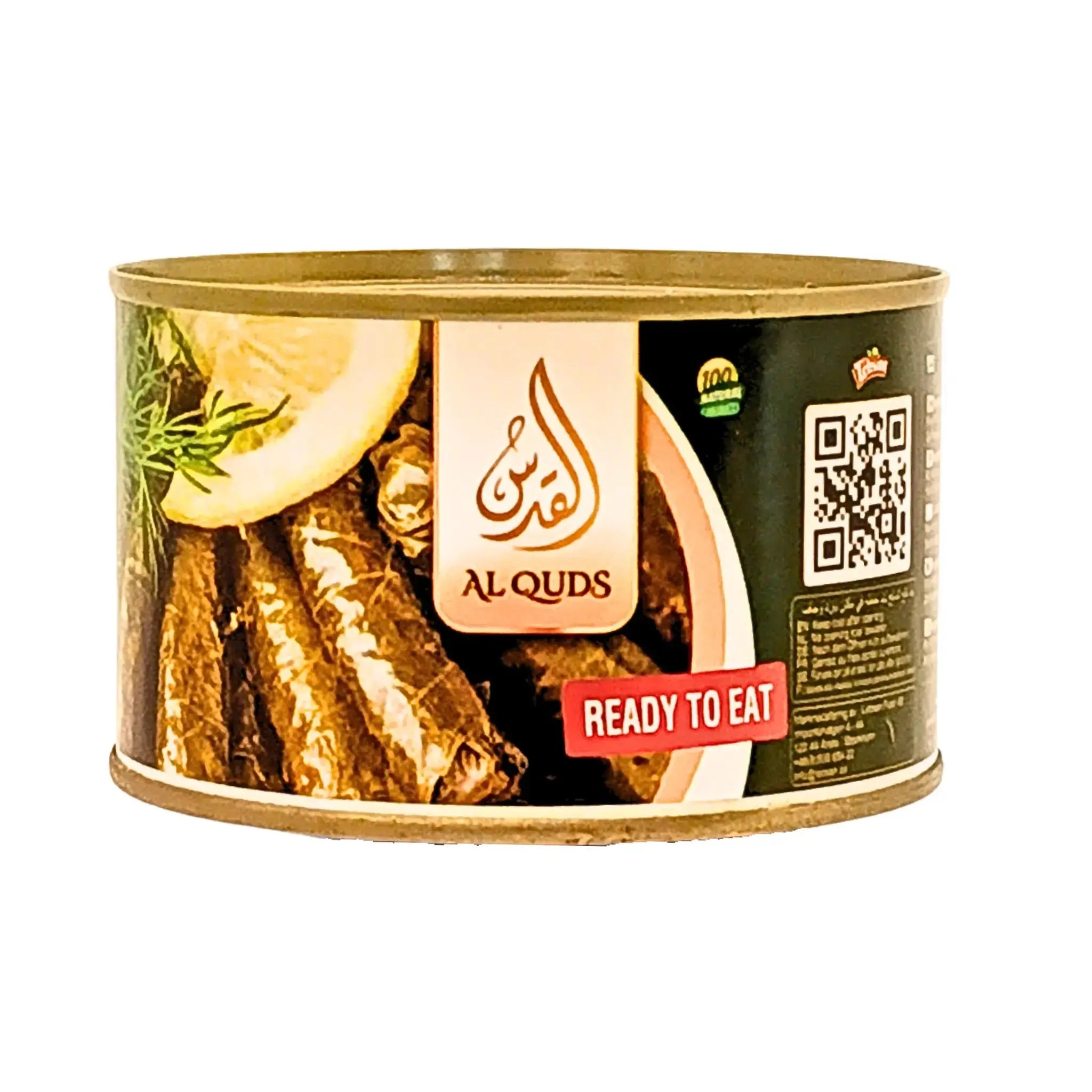 Konservburk med vinbladsdolma, Al Quds, orientaliska smaker, redo att ätas