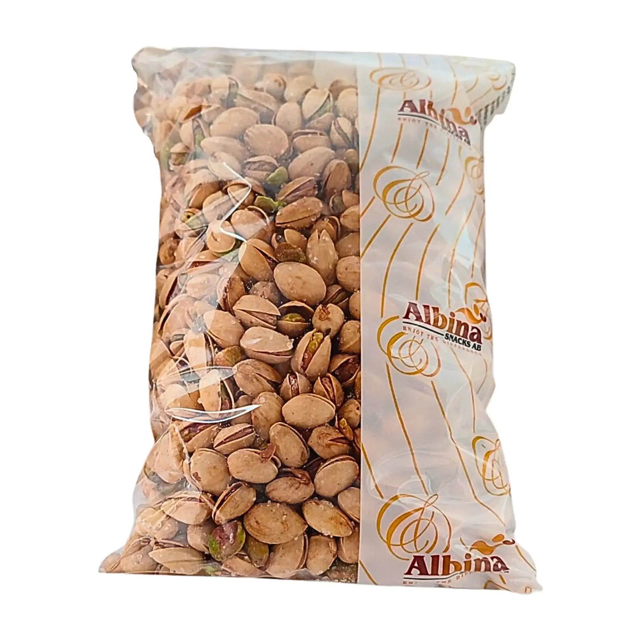 Albina rostade pistagenötter i skal, 1 kg plastförpackning, orientaliska nötter