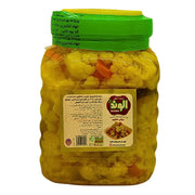 Stor burk inlagda grönsaker iranska, blandade grönsaker i lag, tydlig etikett på burken