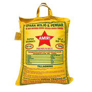 Gul 5 kg Amiri Super Basmati rispåse med svensk text och näringsinformation.