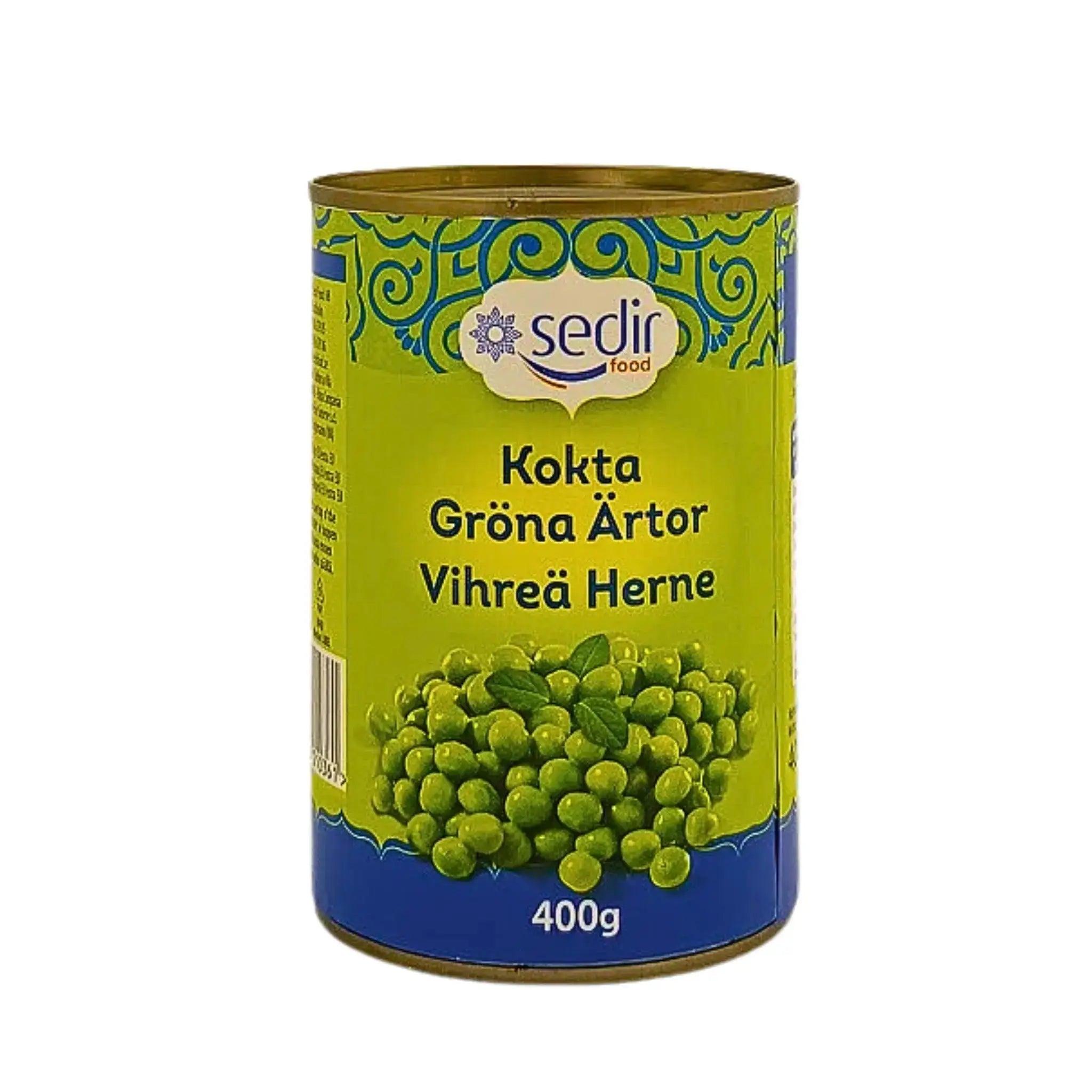 Burk med kokta gröna ärtor, 400 g, orientalisk livsmedelsprodukt