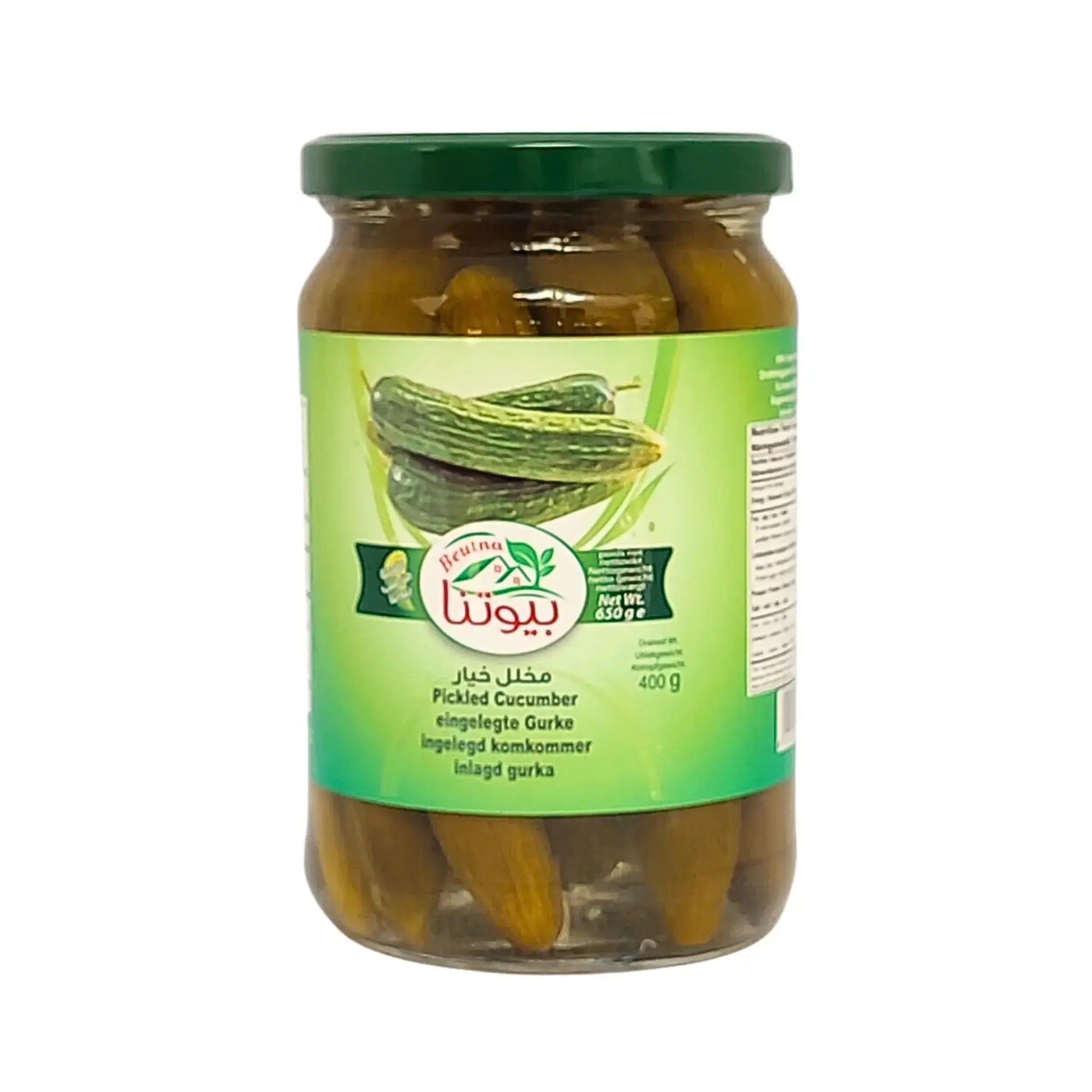 Burk med inlagd gurka 400g, grön etikett, orientaliska delikatesser