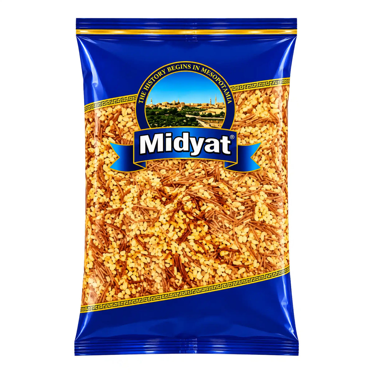 Midyat Bulgur Grov Şehriye Vermicelli 700g förpackning med grovkornig bulgur och vermicelli-nudlar