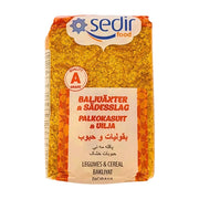 Förpackning bulgur med vermicelli, 800g, tydlig etikett på flera språk, orientalisk matvara
