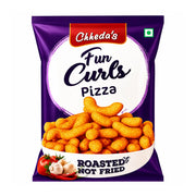 Chheda's Fun Curls Pizza-snacks i lila påse, curl-formade krispiga bitar