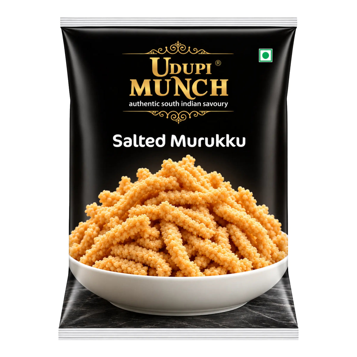 Förpackning av Chheda’s Masala Murukku 170g krispiga kryddade indiska risspiraler