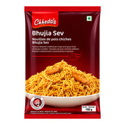 Förpackning av Chheda’s Bhujiya Sev 150g spröda och kryddiga indiska snacks