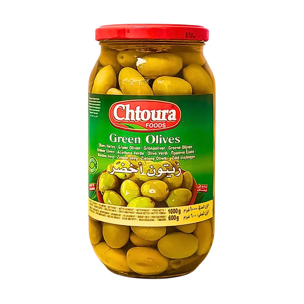 Chtoura Foods Gröna Oliver 1000g | Äkta smak i storpack