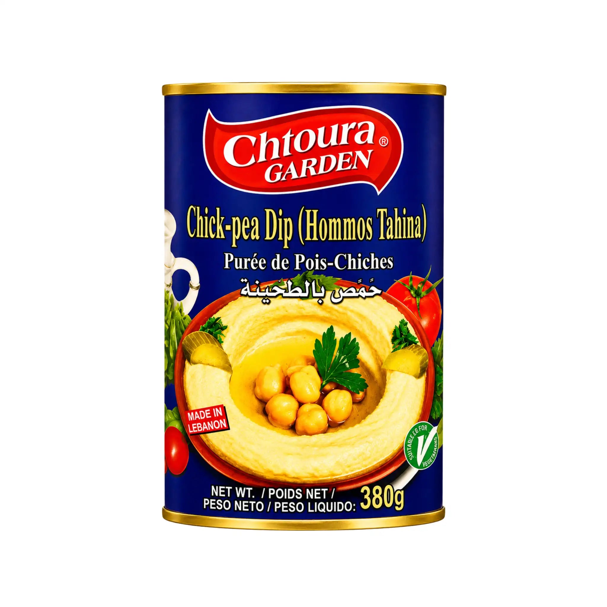 Hommus-/tahinidipp i metallburk, Chtoura Garden, 380 g