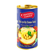 Konservburk med kikärtsdipp hommus tahini, blå etikett, orientalisk mat, 380g
