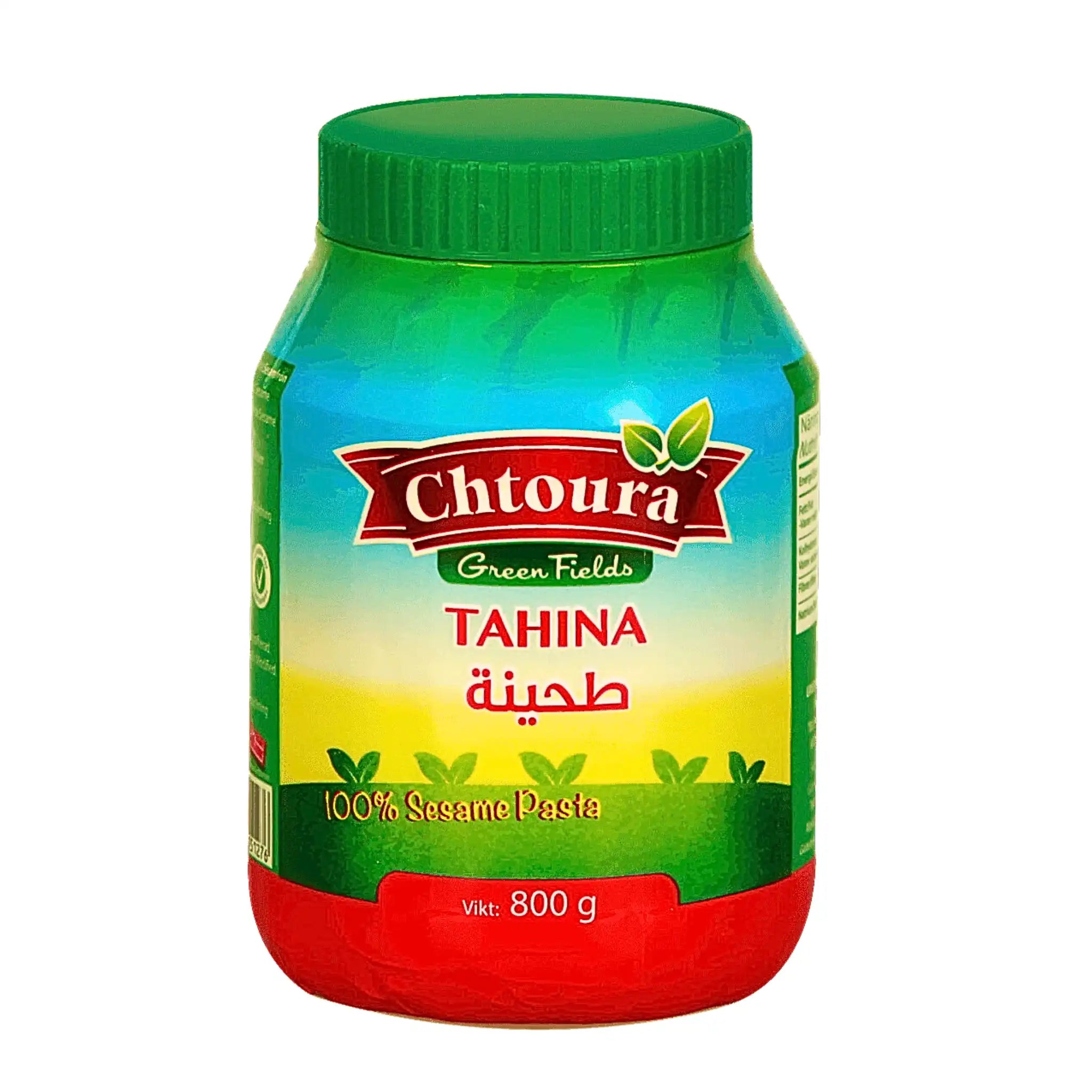 Burk med Chtoura tahina sesampasta 800g, färgglad etikett, orientaliskt livsmedel