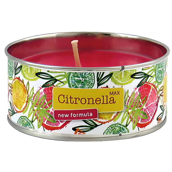 Candle Citronella 165g red in metal box