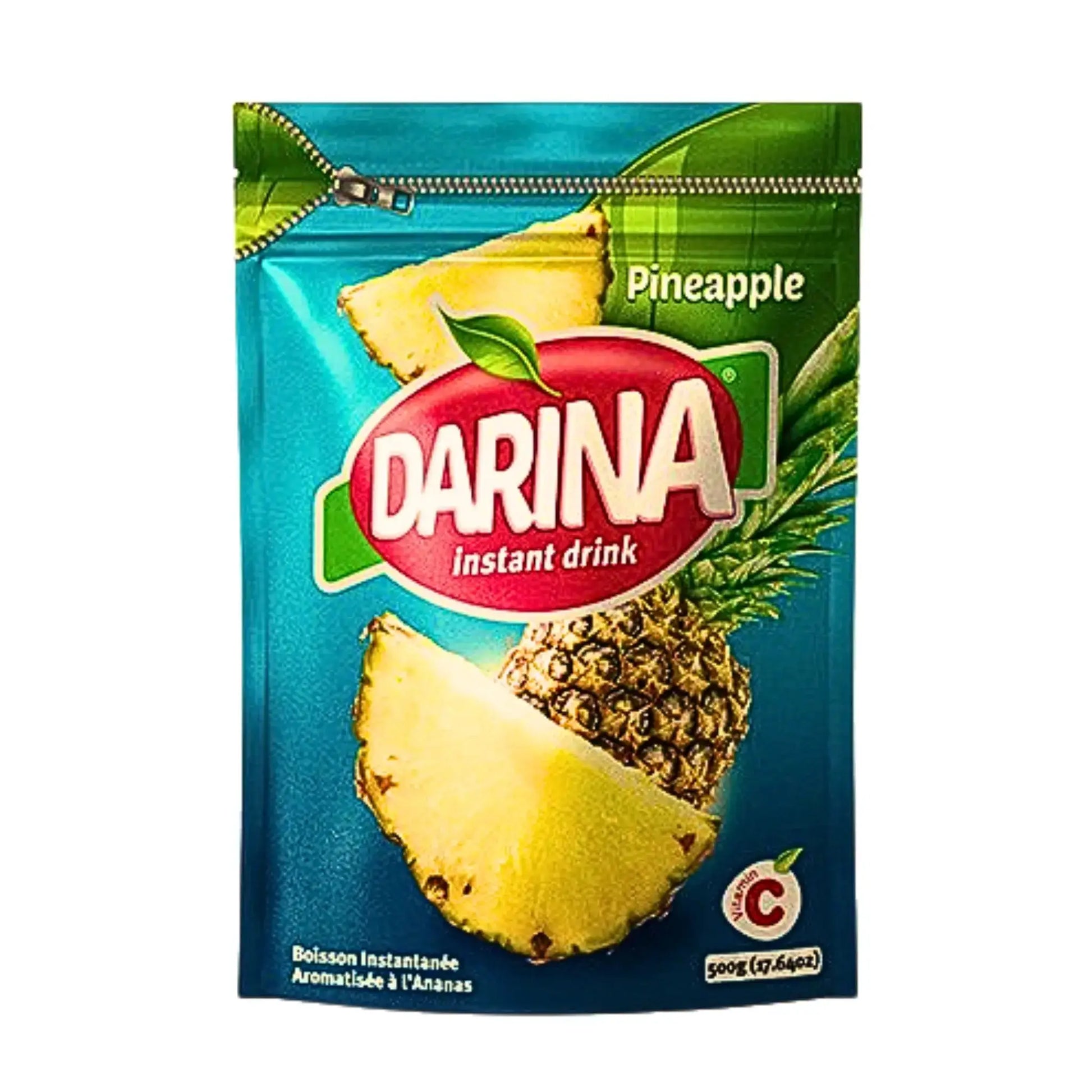 Darina ananas instantdryck i blå förpackning med ananasbilder, 500g pulver.