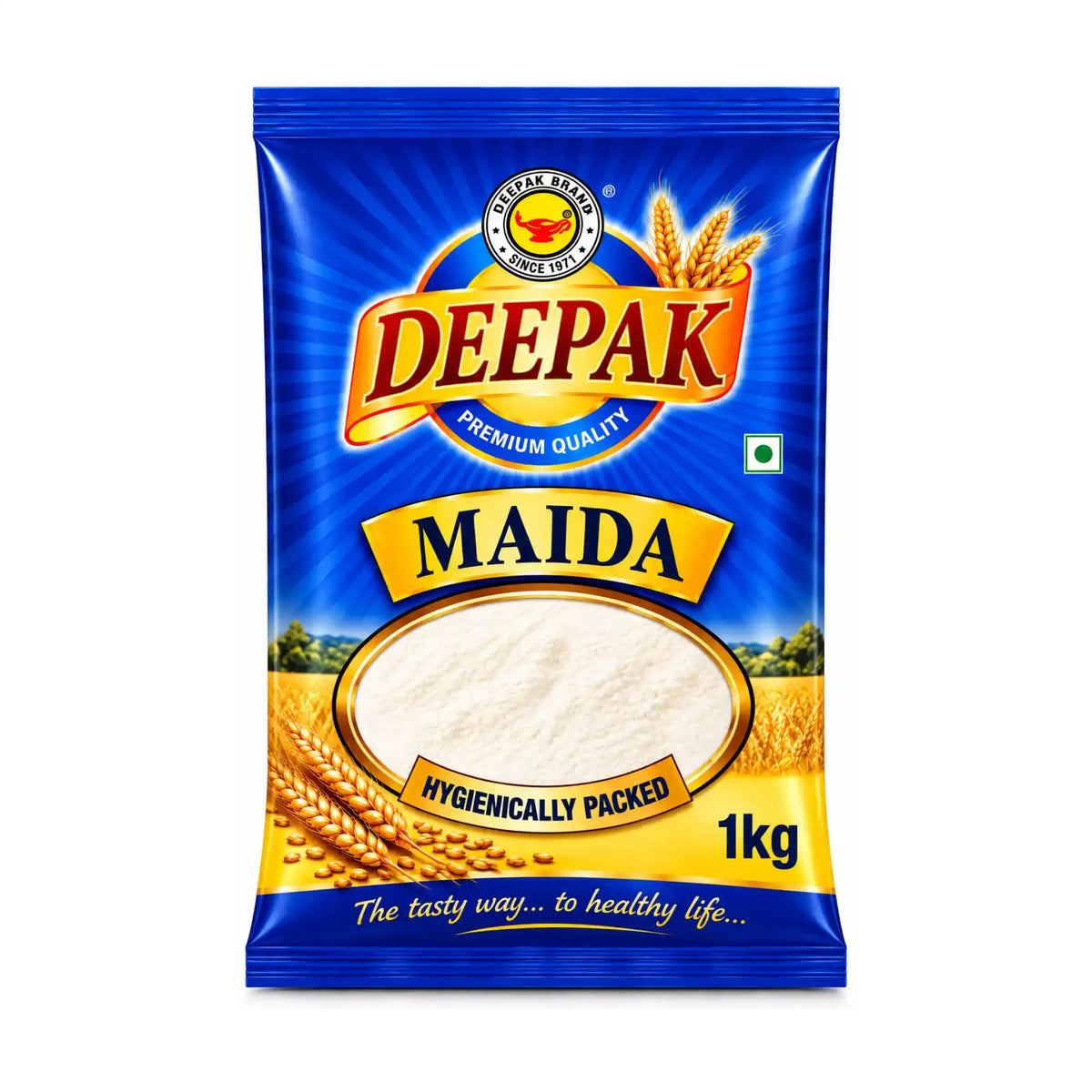 örpackning med Deepak Maida 1kg – fint siktat indiskt vetemjöl för naanbröd och bakning