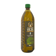 Flaska med Ellas salladsolja 900 ml, grön kork och tydlig etikett, för sallad och matlagning.