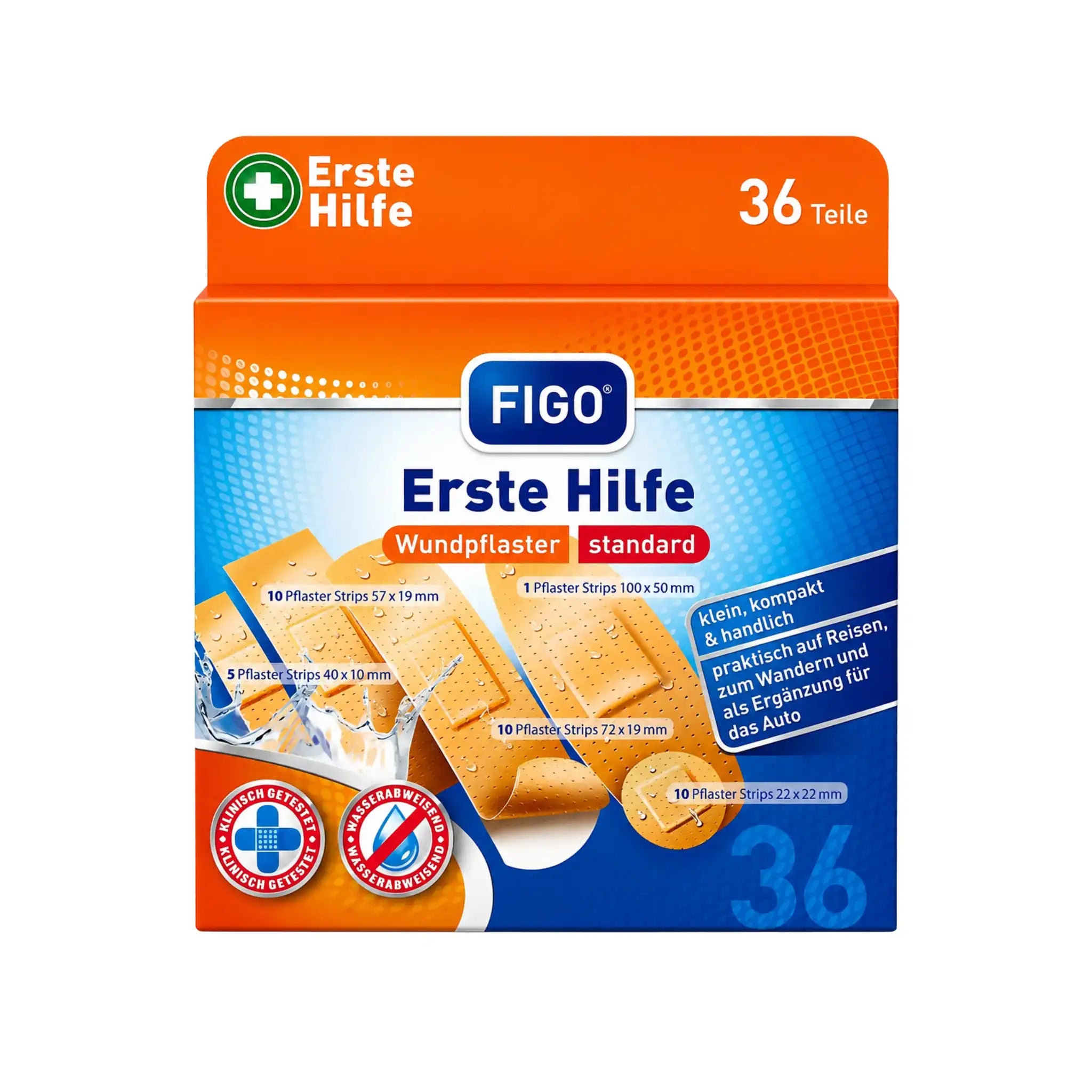 Första hjälpen-plåsterbox Erste Hilfe (FIGO) med 36 st plåster i olika storlekar