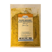 Falafelkryddmix i plastförpackning, orientalisk kryddmix 60g, vit bakgrund