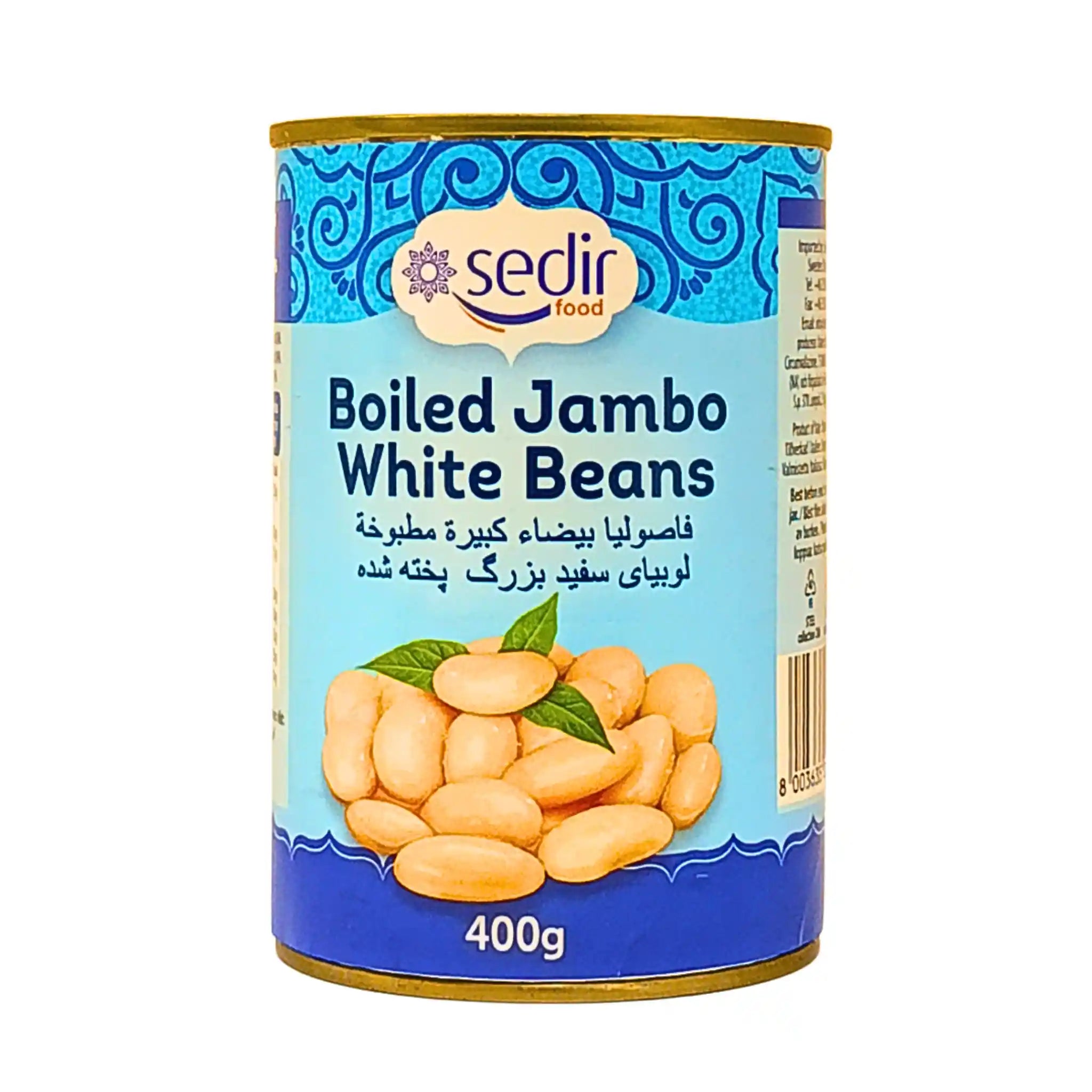 Konservburk med stora vita bönor, Boiled Jambo White Beans, orientalisk vara, 400g