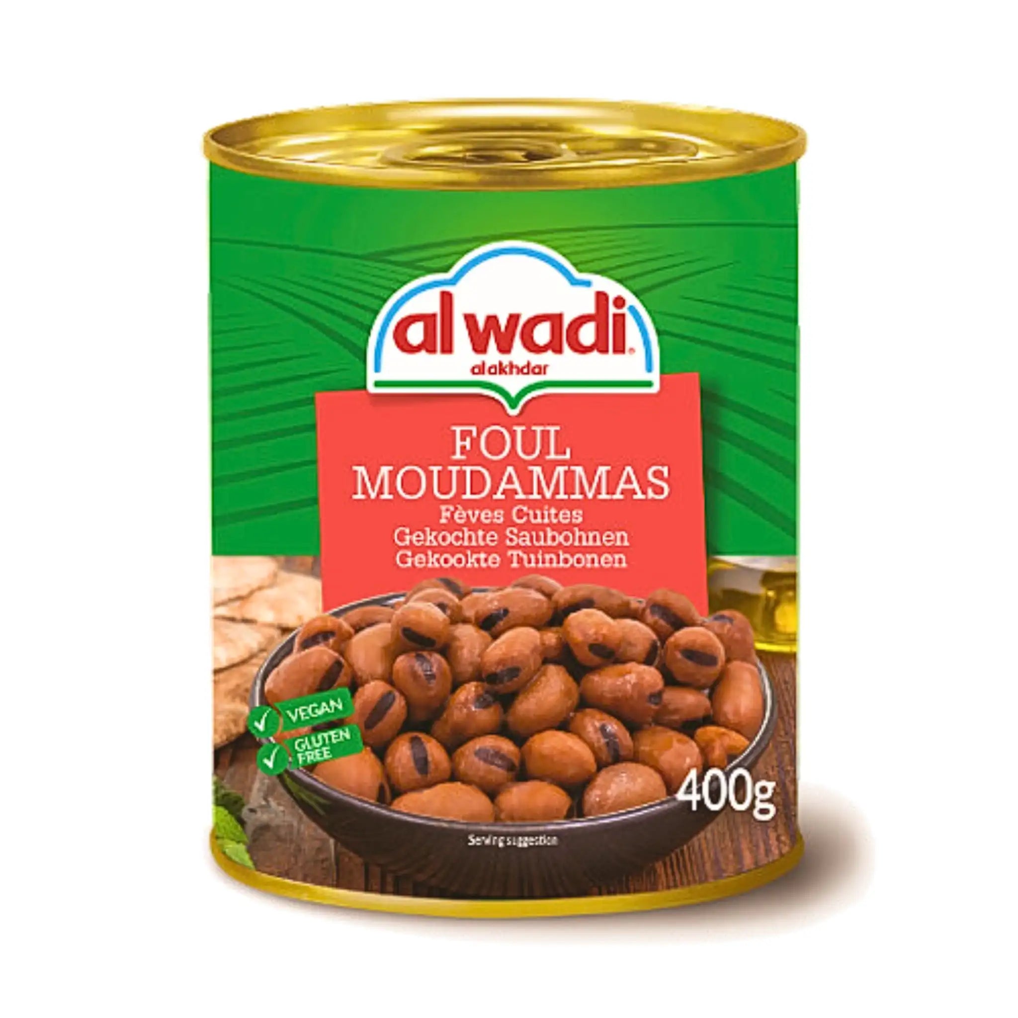 Konservburk Foul Moudammas 400g, orientaliska kokta favabönor, vegansk, glutenfri