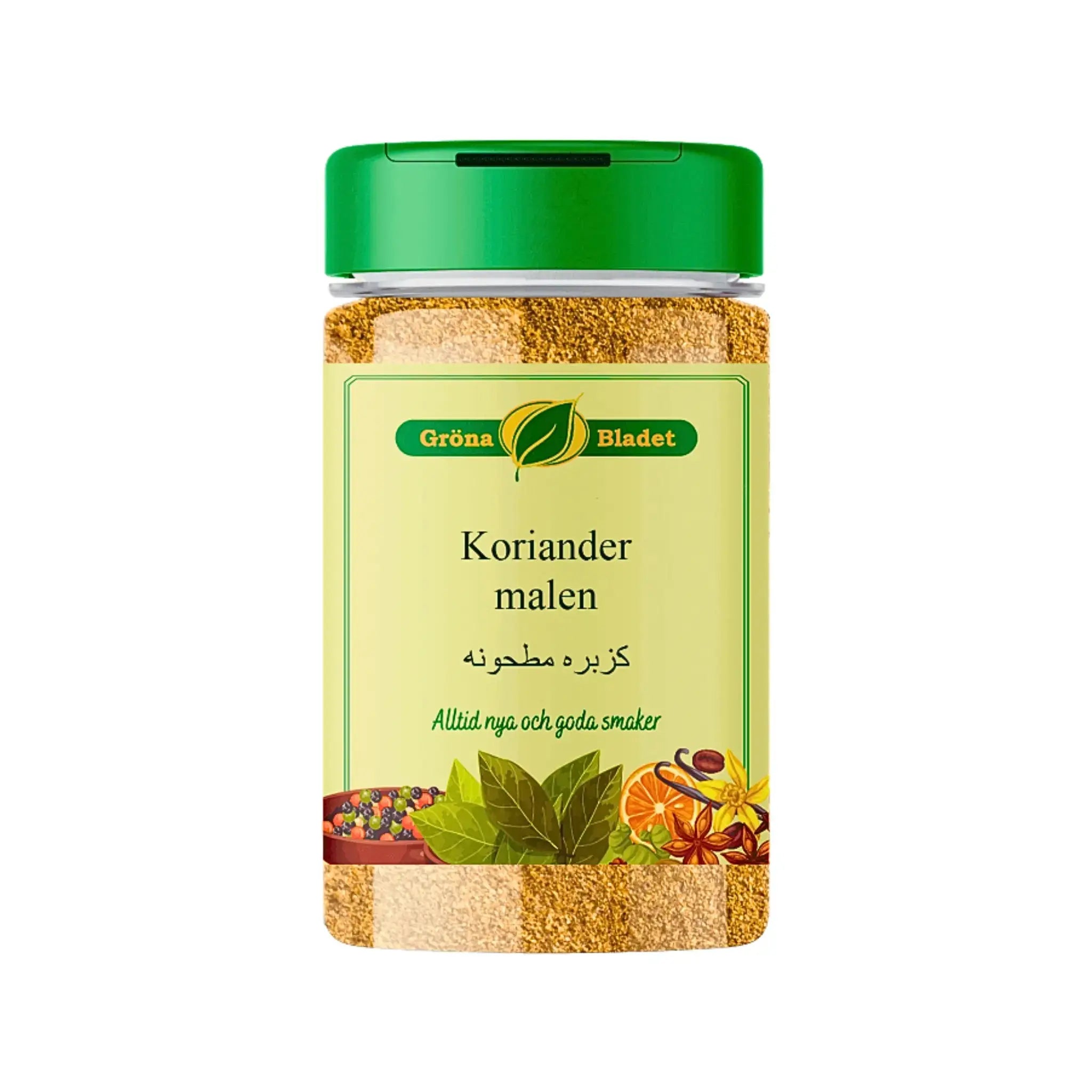 Gröna Bladet malen koriander 100g glasburk med grön lock, orientalisk krydda