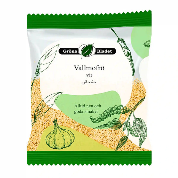 Gröna Bladet Vallmofrö Vitt 30g – Mild, dekorativ crunch med klass
