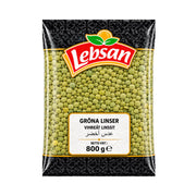 Påse med Lebsan Gröna Linser 800g, torkade gröna linser på Shirdell.se.