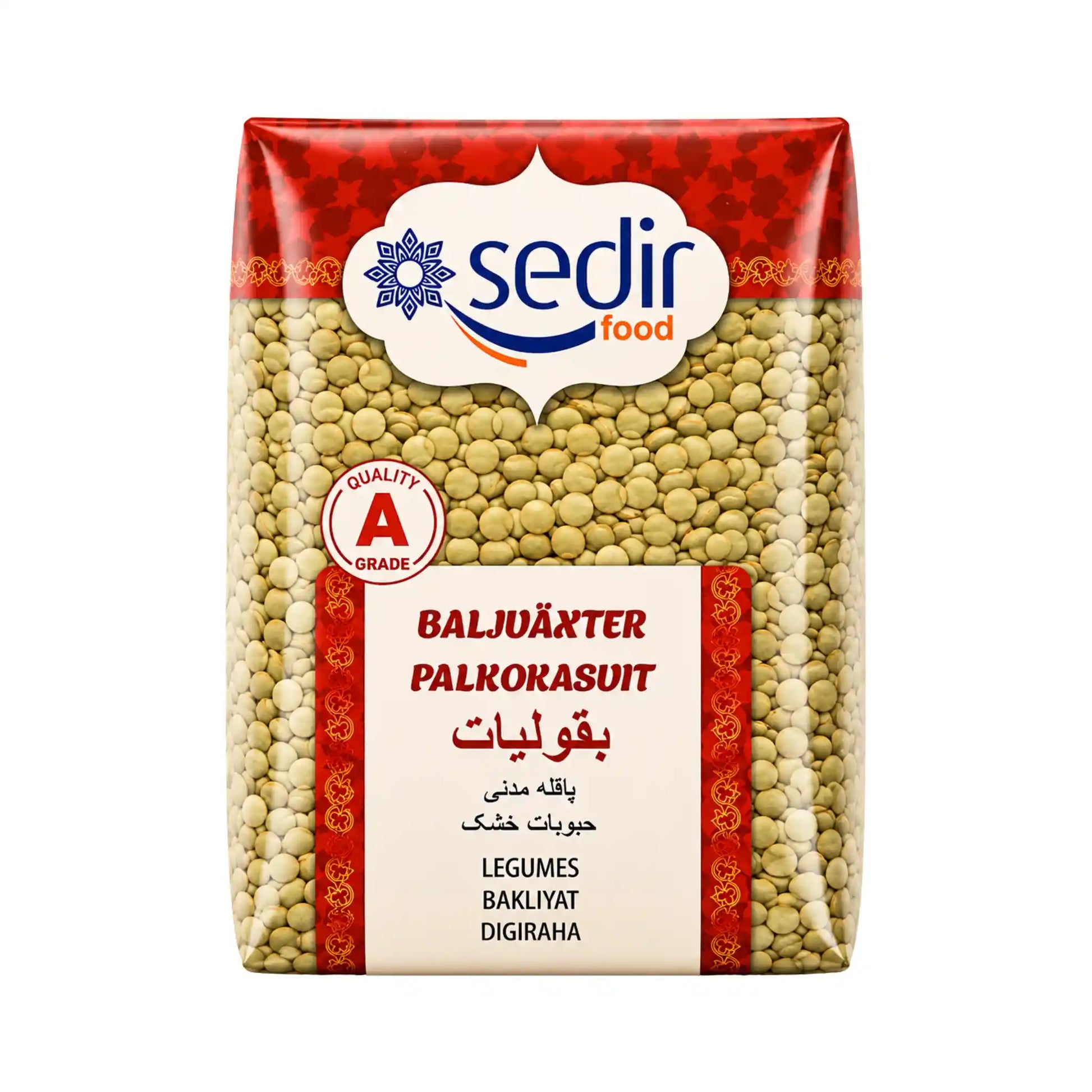 Gröna linser i Sedil-förpackning, rödvit påse, 800 g