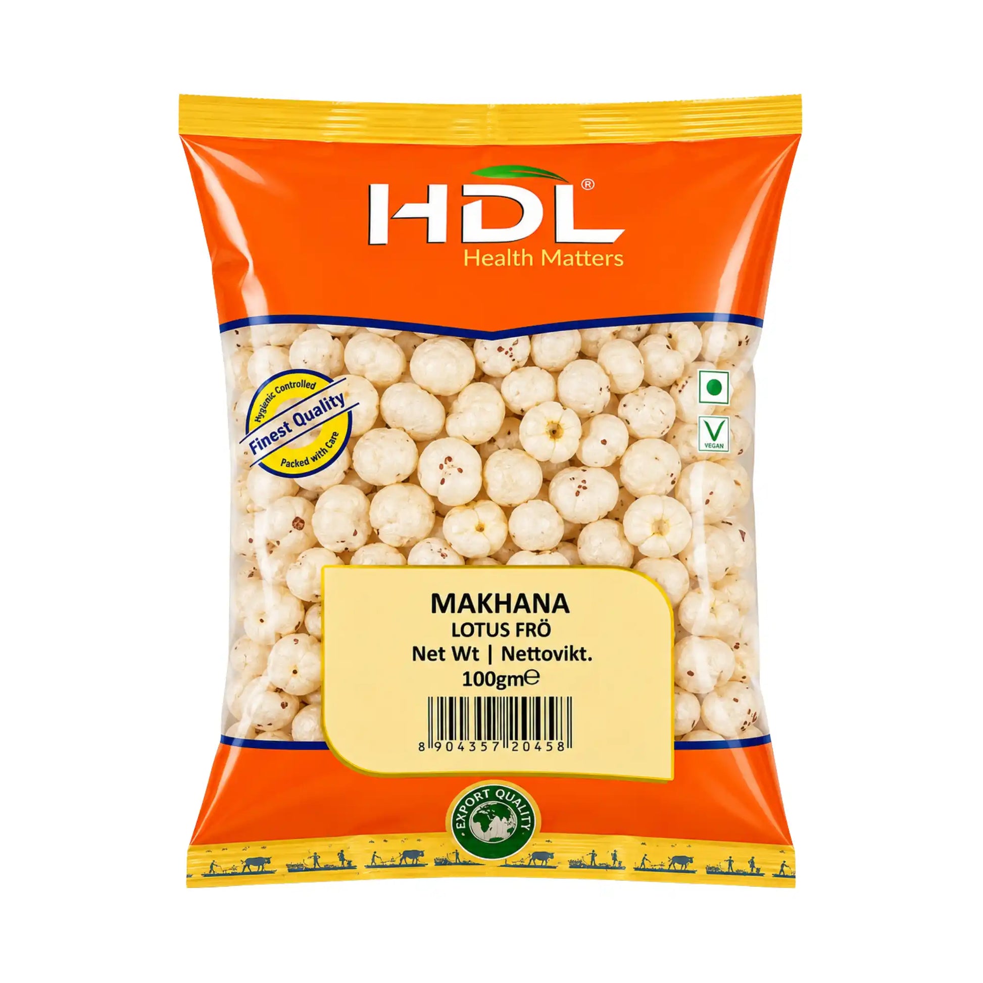 Makhana lotusfrö i orange påse, 100 g