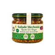 Glasburk med Le Berger Salade Mechouia, tunisisk grillsallad i gröna etikett
