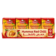 Kasih hummus red chili, 540 g, förpackning med röd chili och hummus.