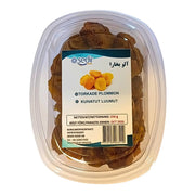 Förpackning med iranska torkade plommon 250g, tydlig etikett, orientaliska livsmedel