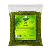 Förpackning med PANI torkad dill 150g för matlagning och persiska risrätter.