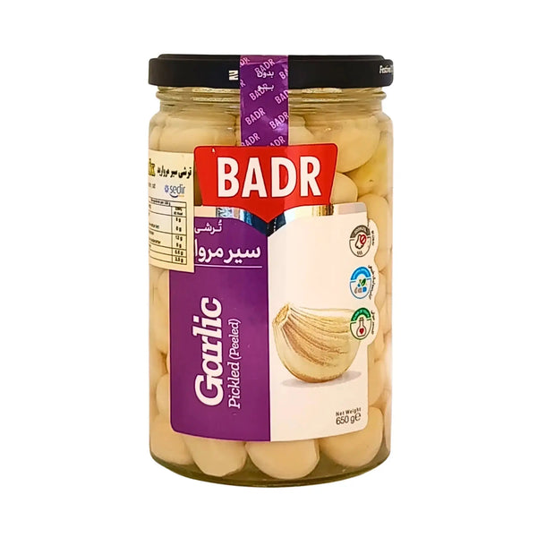 Burk med iransk skalad inlagd vitlök, Badr, 650g för orientaliska maträtter