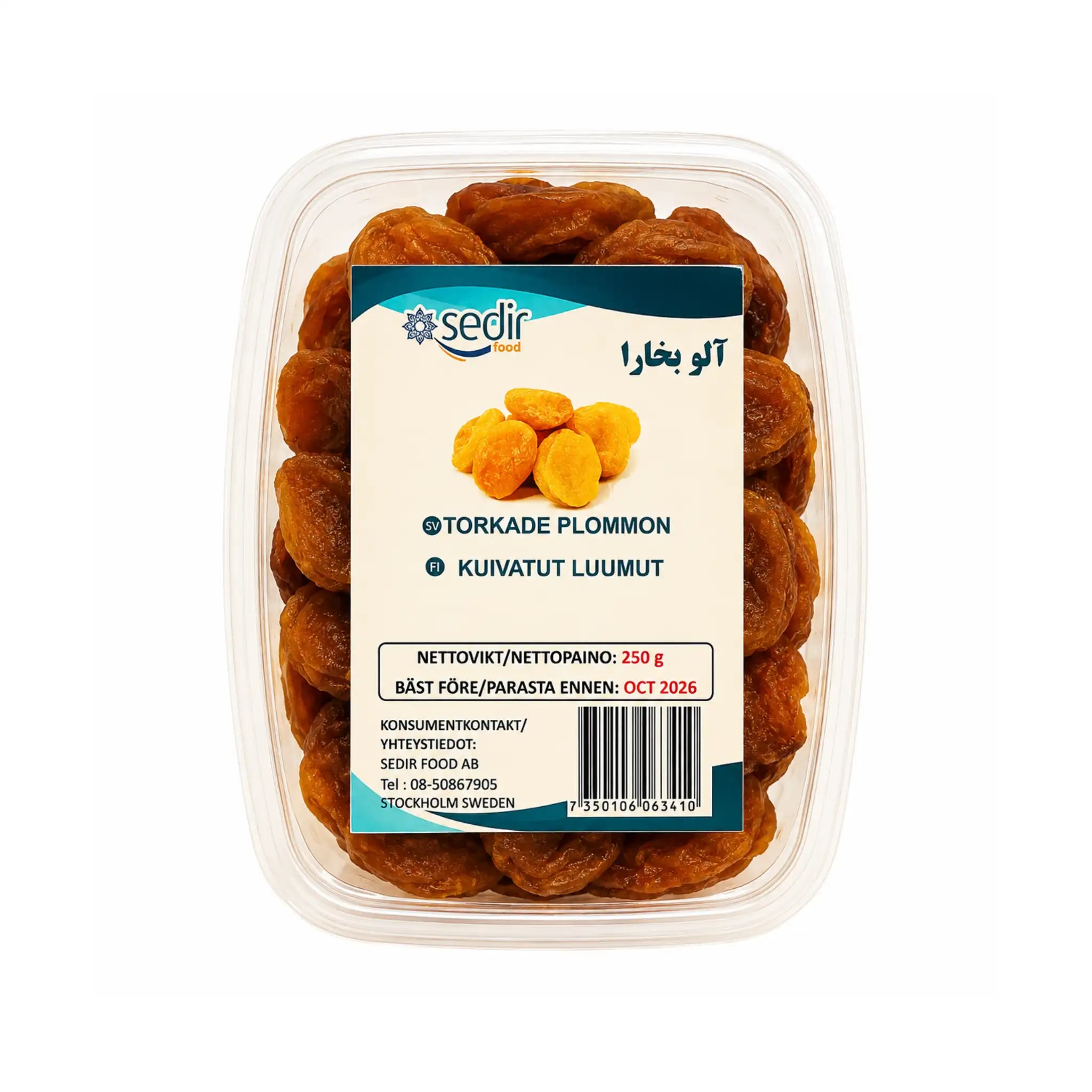 Sedir torkade plommon i plastbricka, 250 g