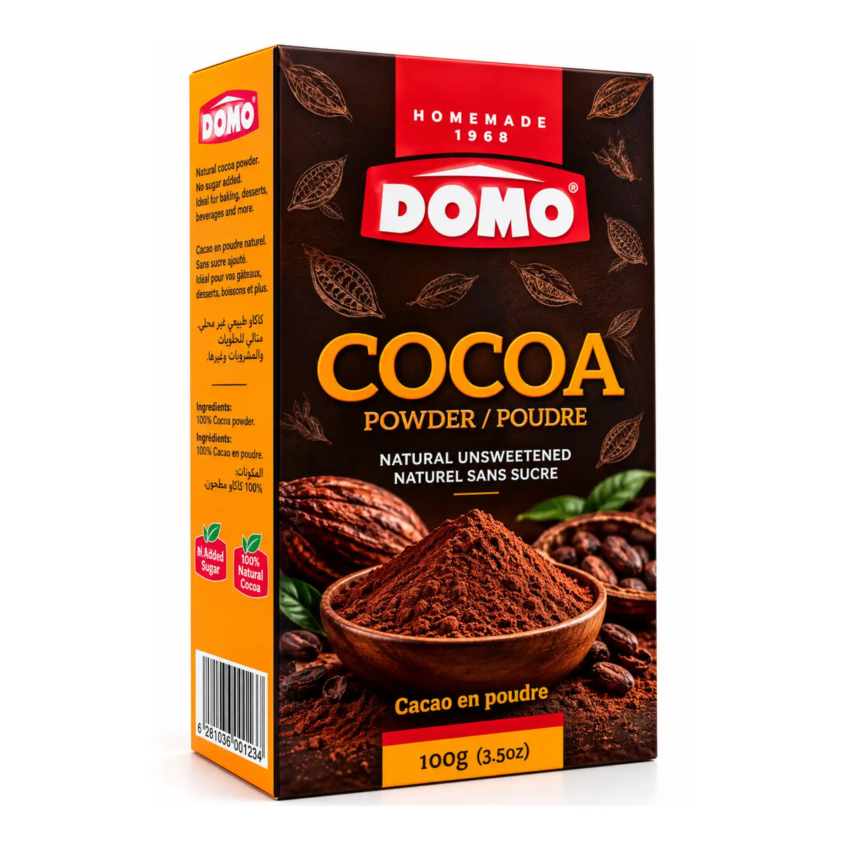 DOMO Kakaopulver 100g ask med fint mörkt kakaopulver för bakning