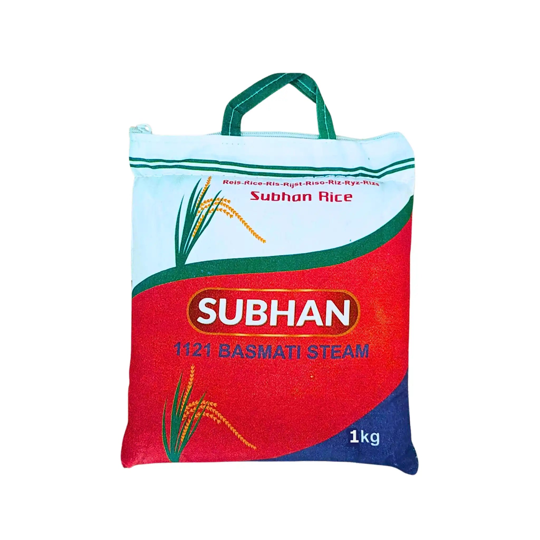 Subhan 1121 Basmati Steam ris 1kg paket med handtag, orientaliskt risprodukt