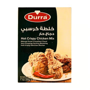 Durra Hot Crispy Chicken Mix för krispig och stark kyckling, förpackning med bild på friterad kyckling och chili.