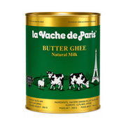 Smör La Vache de Paris ghee i grön och gul förpackning med lock