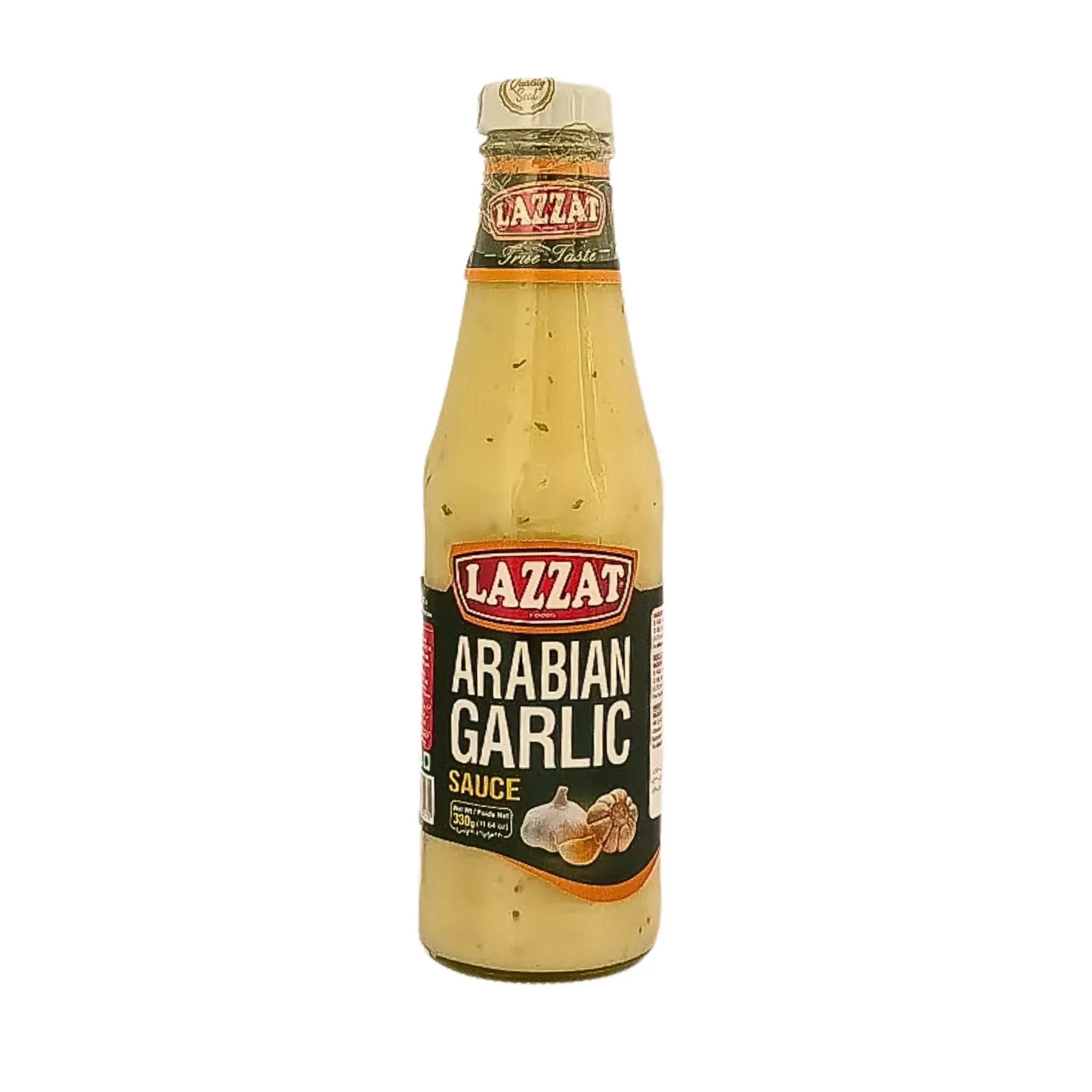 Flaska med Lazzat arabisk vitlökssås 330g, orientaliskt tillbehör