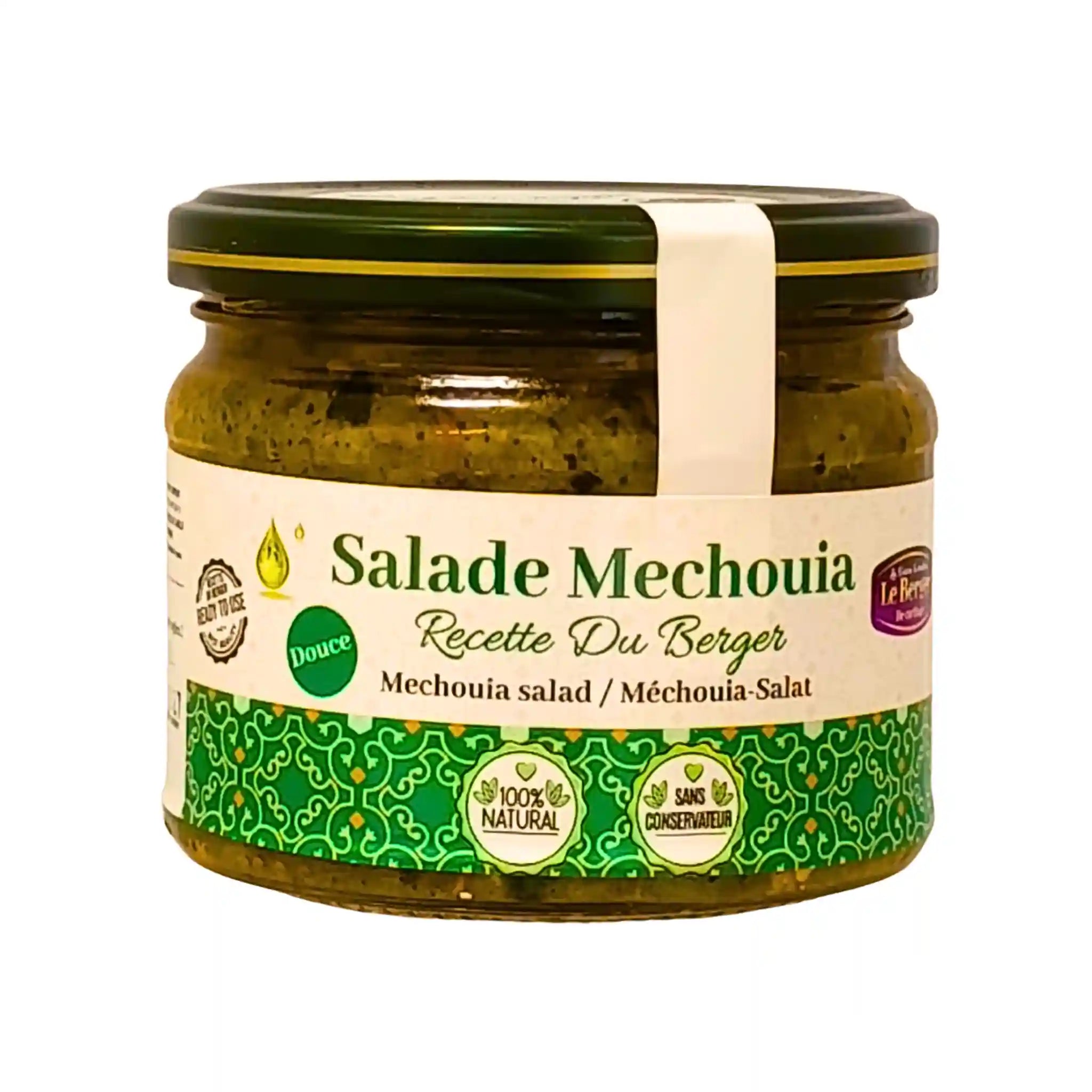Glasburk med Salade Mechouia orientalisk sallad, 100% naturlig, utan konserveringsmedel