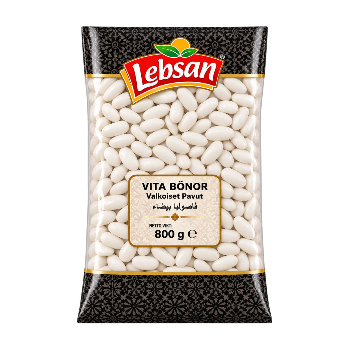 Lebsan vita bönor i genomskinlig påse, 800 g