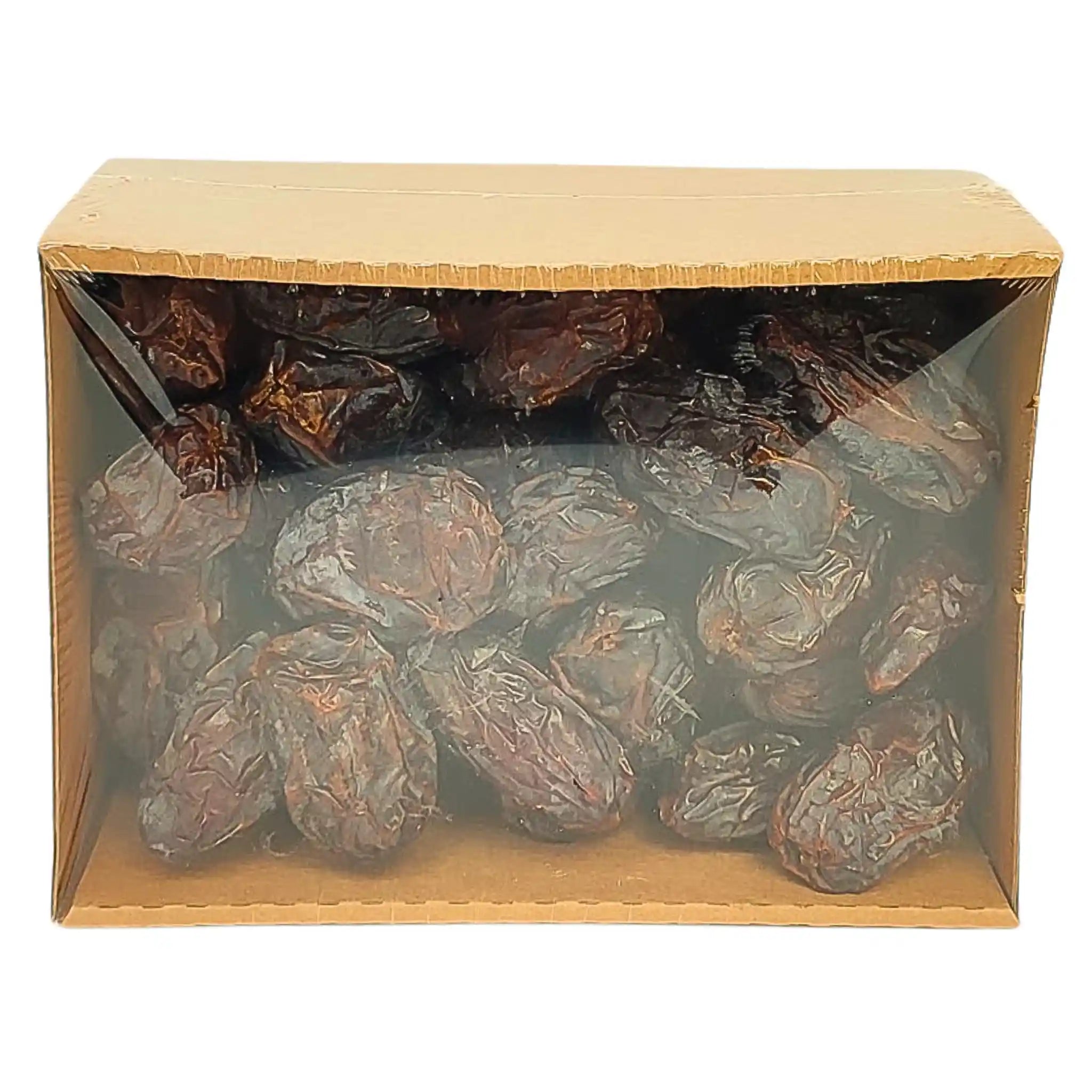 Majdool dadlar i genomskinlig kartongförpackning, orientaliska torkade frukter