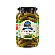 Midyat Cornichons Stark 480g glasburk med krispiga heta inlagda smågurkor och chili