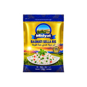 Midyat Basmati Sella Ris 900g förpackning med extra långkornigt parboiled basmatiris