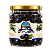 Midyat Svarta Oliver GEMLIK 700g burk med mörka saftiga Gemlik-oliver