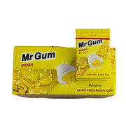 Mr Gum MEGA banan tuggummi med fyllning, gul förpackning med bananmotiv