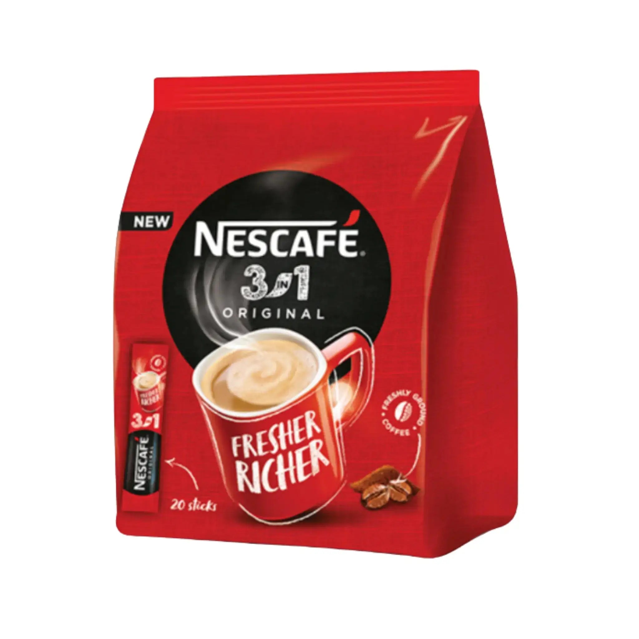 Nescafé 3in1 Classic snabbkaffe pulver, röd förpackning, 20 portioner, kaffeprodukt