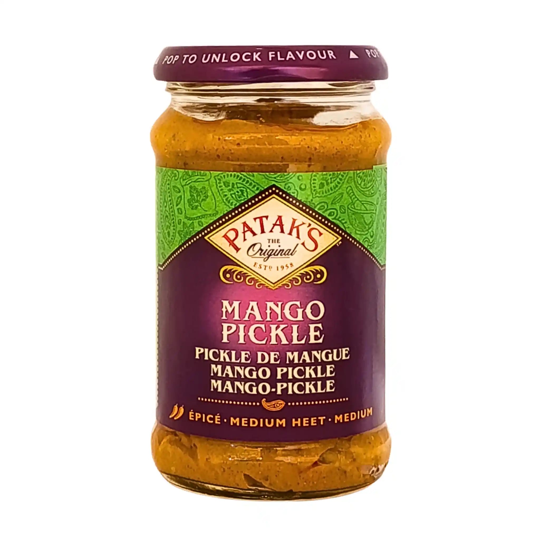 Glasburk med Patak's mango pickle, orientalisk inläggning, 283g