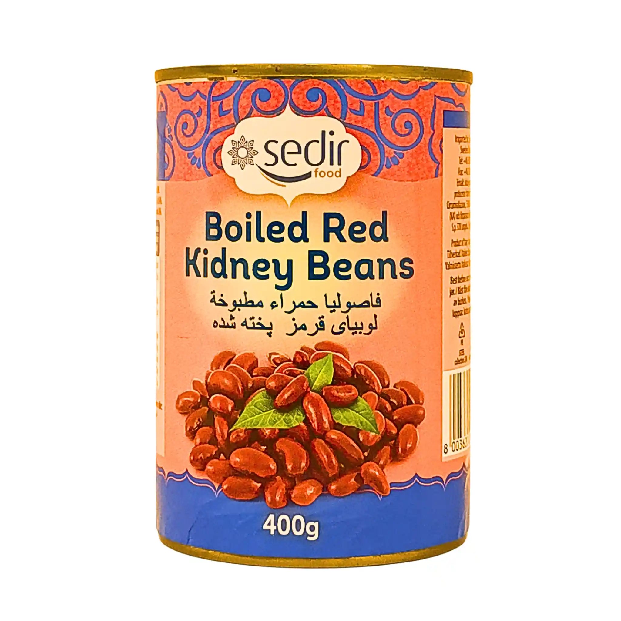 Konservburk med kokta röda kidneybönor, 400g, orientaliska kolonialvaror.