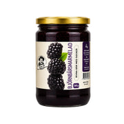 Shirdell björnbärsmarmelad i glasburk med metallock, mörkröd/svart bärsyltetikett